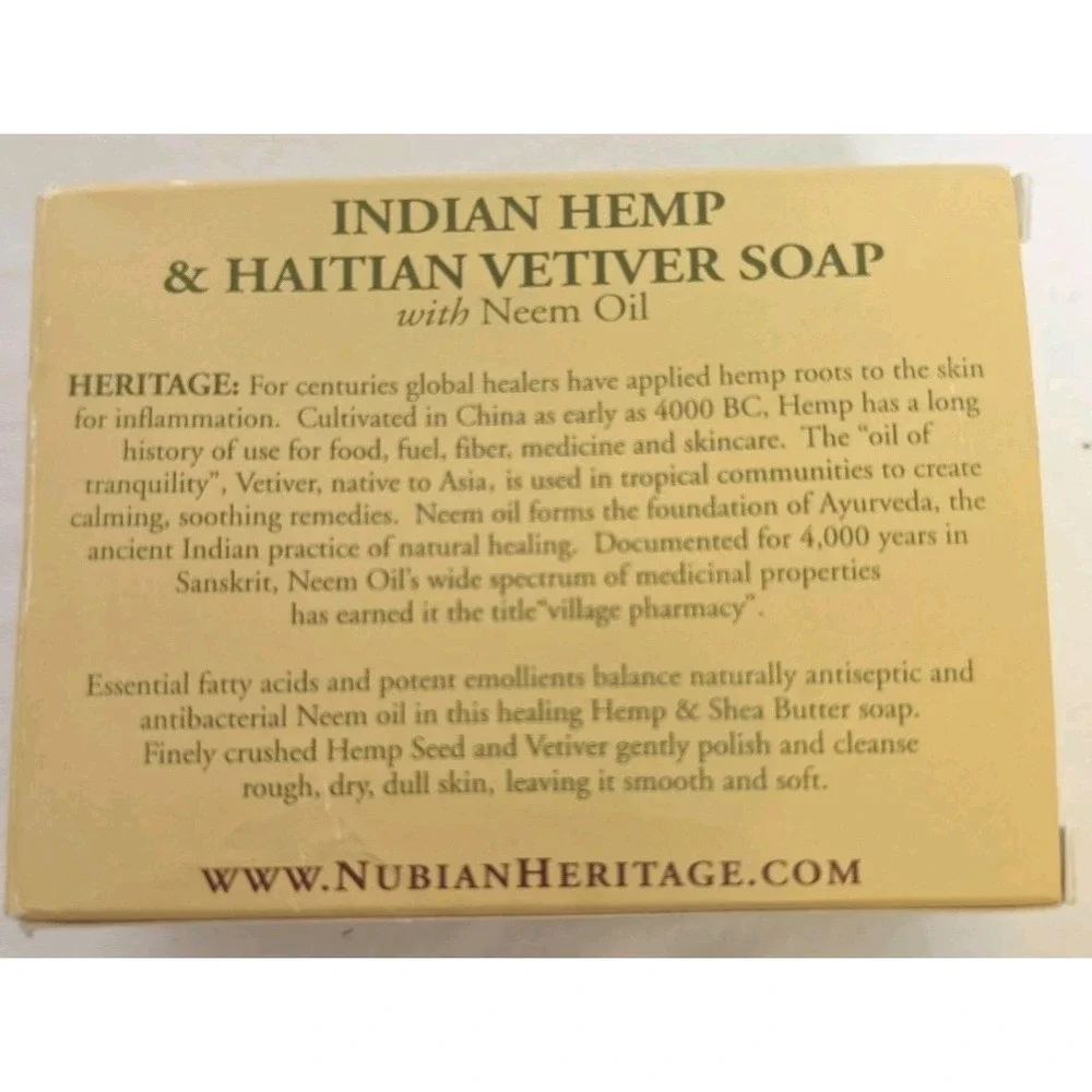Bar Soap Indian Hemp & Haitian Vetiver 5 Oz By Nubian Heritage